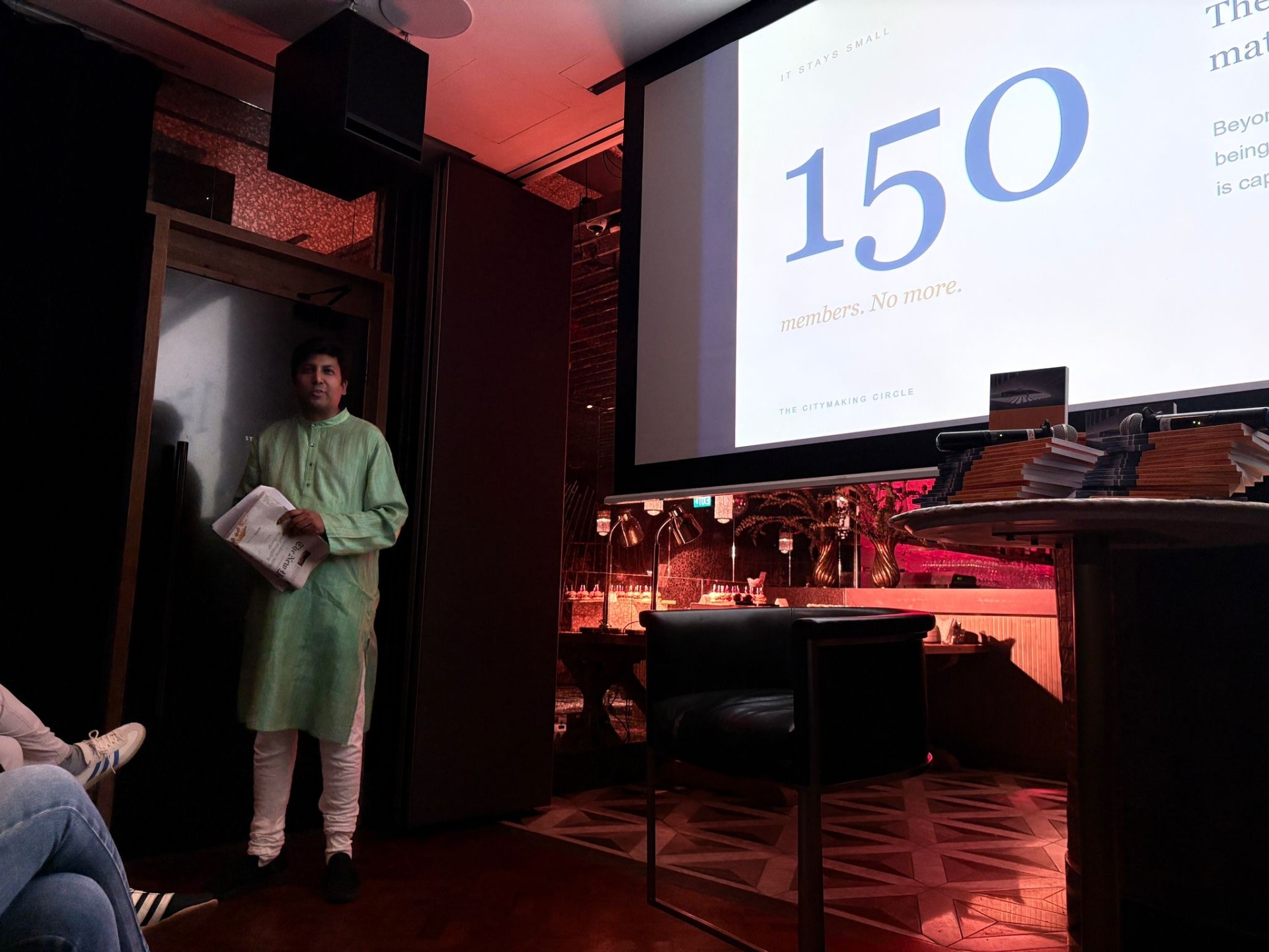 A slide reading 150 members. No more.